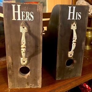 Urban Barn his/hers rustic looking magazine file holders